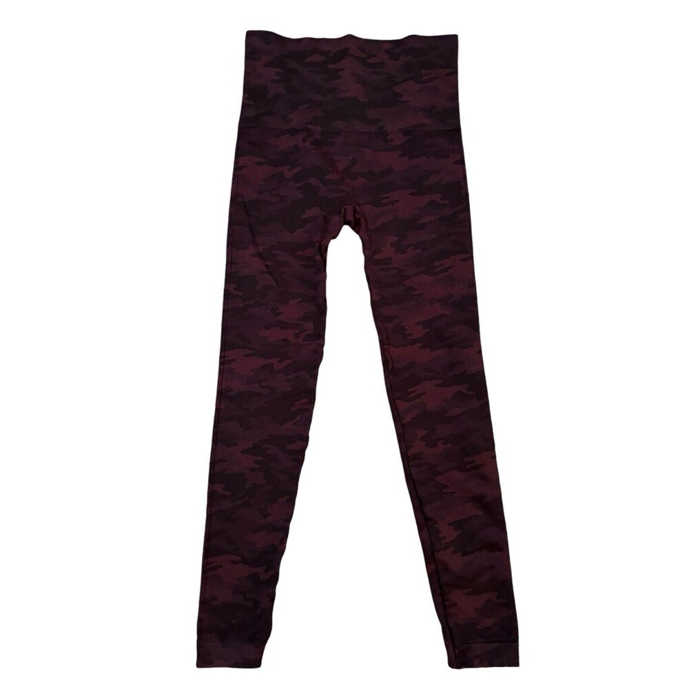Spanx Look At Me Now Seamless‎ Leggings Stretch Red Camouflage Womens Small S